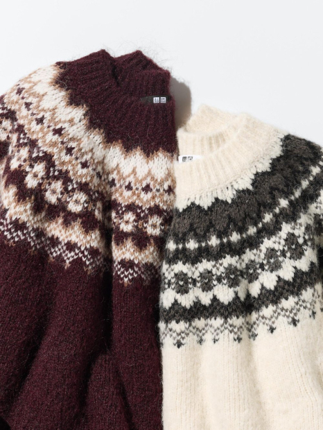 В'язаний светр UNIQLO з візерунком 1159857543 (Молочний M)