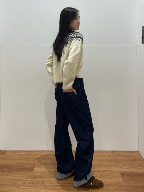 В'язаний светр UNIQLO з візерунком 1159857543 (Молочний M)