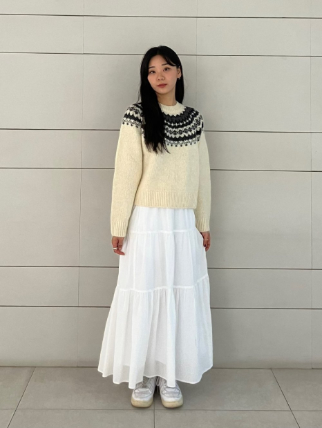 В'язаний светр UNIQLO з візерунком 1159857543 (Молочний M)