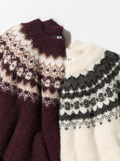 Вязаный свитер UNIQLO с узором 1159857837 (Бордовый M)