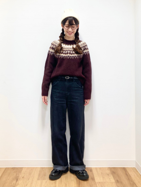 Вязаный свитер UNIQLO с узором 1159857837 (Бордовый M)