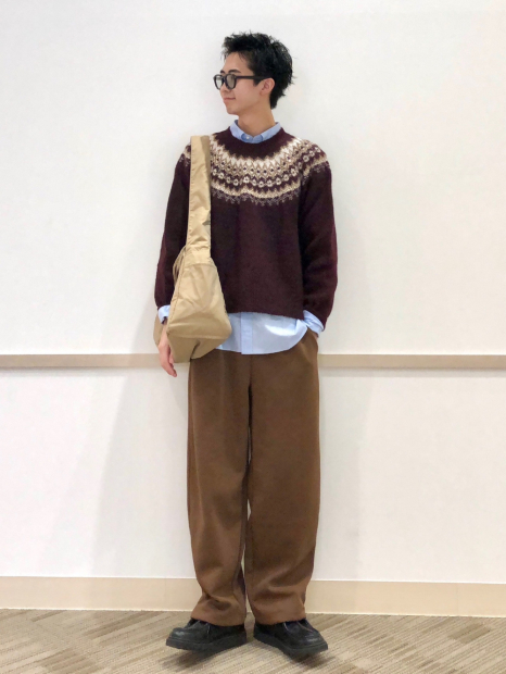 Вязаный свитер UNIQLO с узором 1159857837 (Бордовый M)