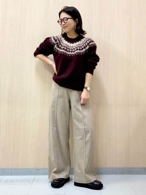 Вязаный свитер UNIQLO с узором 1159857837 (Бордовый M)