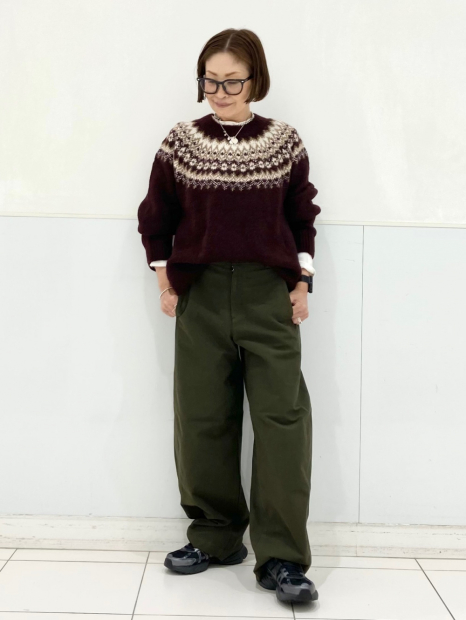 Вязаный свитер UNIQLO с узором 1159857837 (Бордовый M)