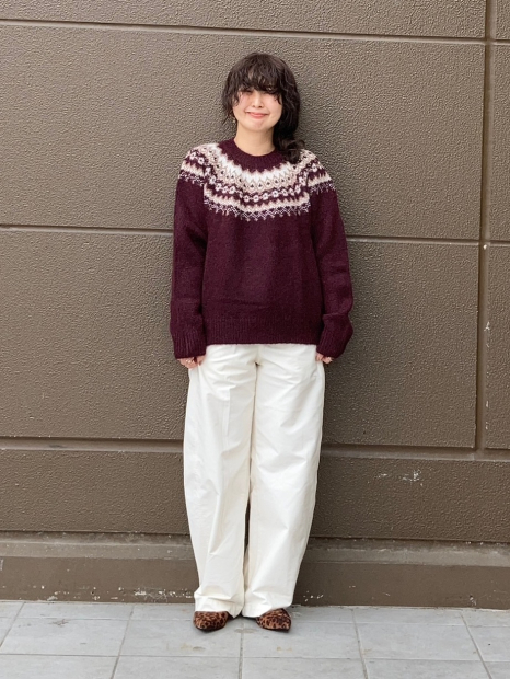 Вязаный свитер UNIQLO с узором 1159857837 (Бордовый M)