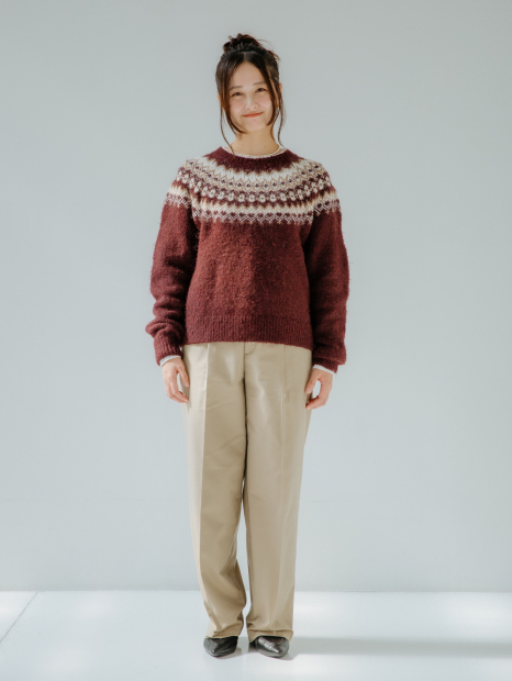 Вязаный свитер UNIQLO с узором 1159857837 (Бордовый M)