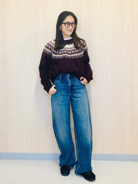 Вязаный свитер UNIQLO с узором 1159857837 (Бордовый M)