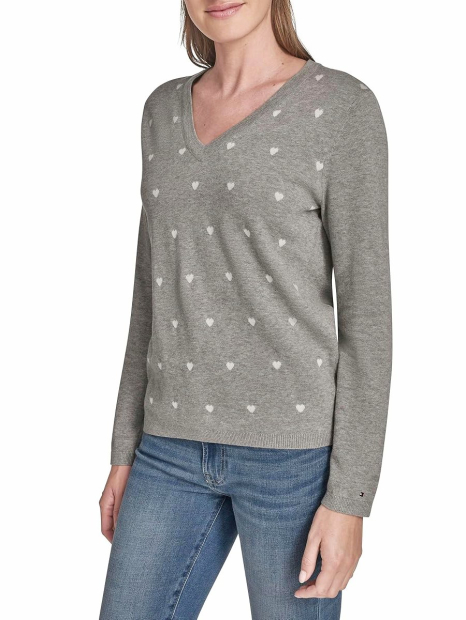 Жіночий легкий светр Tommy Hilfiger з візерунком 1159858165 (Сірий XS)