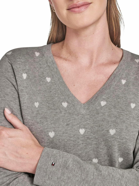 Жіночий легкий светр Tommy Hilfiger з візерунком 1159858165 (Сірий XS)