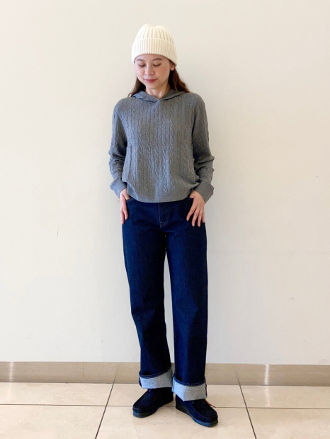 Вязаный свитер UNIQLO с капюшоном 1159858999 (Серый S)