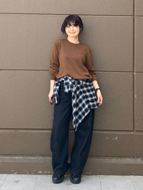 Легкий в'язаний светр UNIQLO із вовни 1159859453 (Коричневий M)