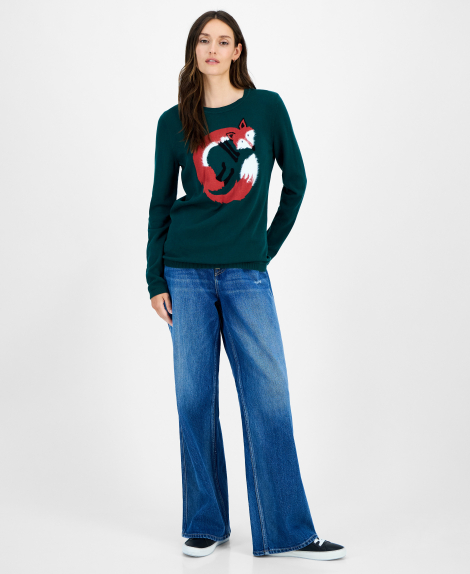 Женский свитер Tommy Hilfiger с рисунком 1159859689 (Зеленый XS)