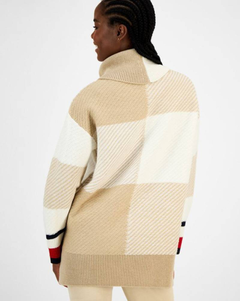 Женский вязаный свитер Tommy Hilfiger с воротником-хомутом 1159859873 (Бежевый XS)