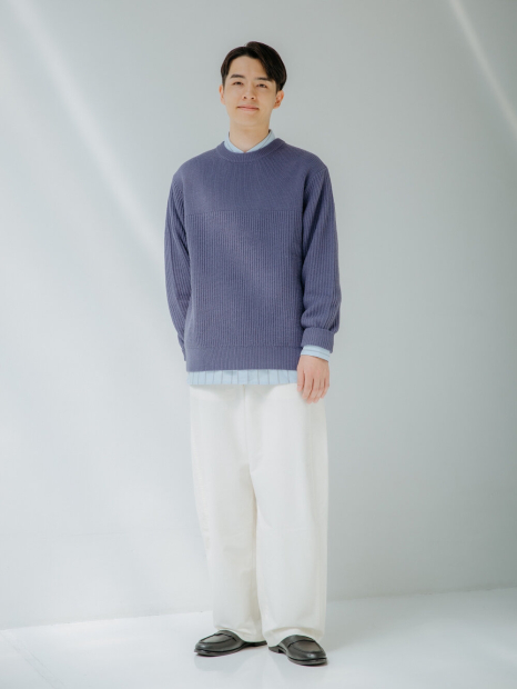 Ребристий трикотажний светр JW Anderson UNIQLO 1159860232 (Синій M)