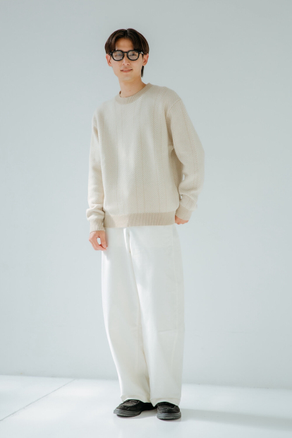 Вязаный свитер JW Anderson UNIQLO из шерсти 1159860234 (Бежевый M)