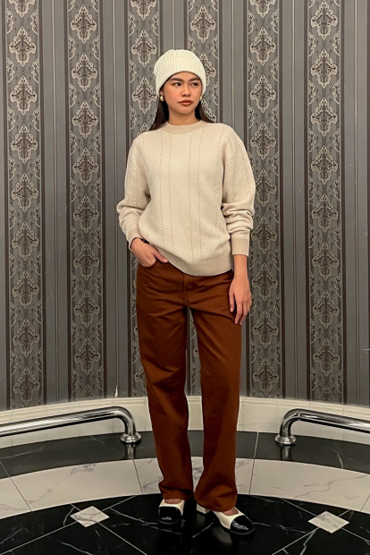 Вязаный свитер JW Anderson UNIQLO из шерсти 1159860234 (Бежевый M)