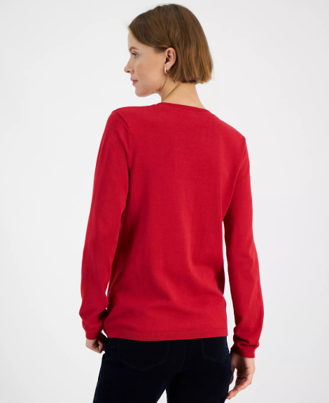 Женский свитер Tommy Hilfiger с рисунком 1159860419 (Красный S)