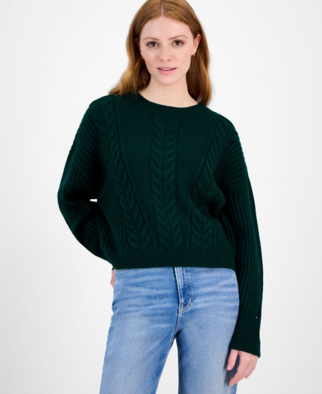 Женский вязаный свитер Tommy Hilfiger 1159861208 (Зеленый M)
