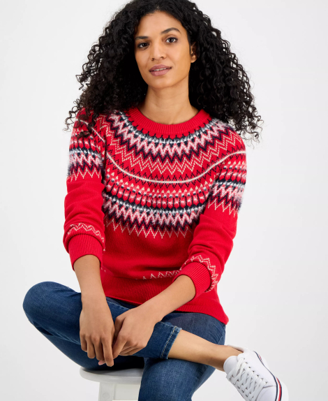 Женский свитер Tommy Hilfiger с узором 1159861428 (Красный S)