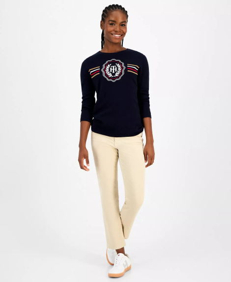 Женский свитер Tommy Hilfiger с логотипом 1159861631 (Синий M)