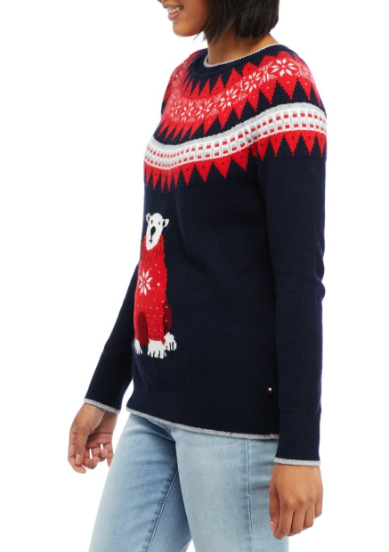 Женский свитер Tommy Hilfiger с рисунком 1159861663 (Синий M)