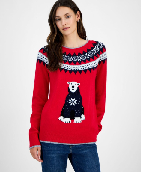 Женский свитер Tommy Hilfiger с рисунком 1159861705 (Красный L)