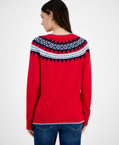 Женский свитер Tommy Hilfiger с рисунком 1159861705 (Красный L)