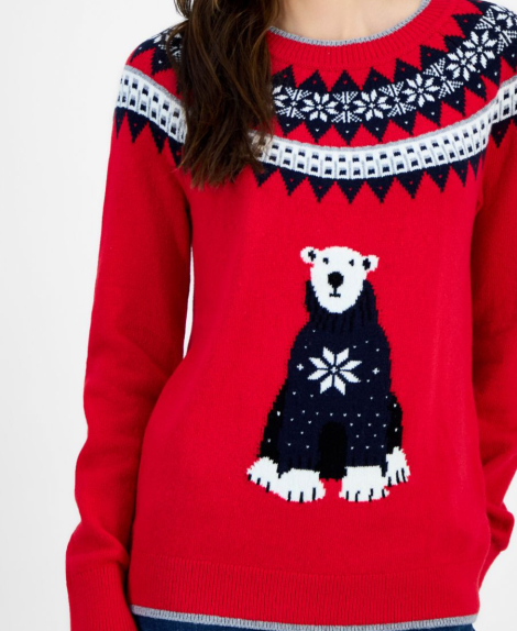 Женский свитер Tommy Hilfiger с рисунком 1159861705 (Красный L)