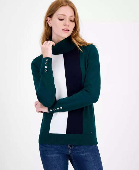 Женский свитер Tommy Hilfiger кофта с воротником 1159862382 (Зеленый M)