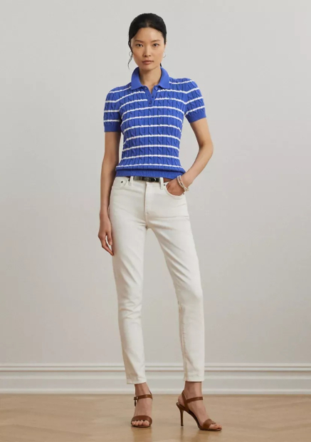 Женский свитер-поло Ralph Lauren с коротким рукавом 1159862450 (Синий S)