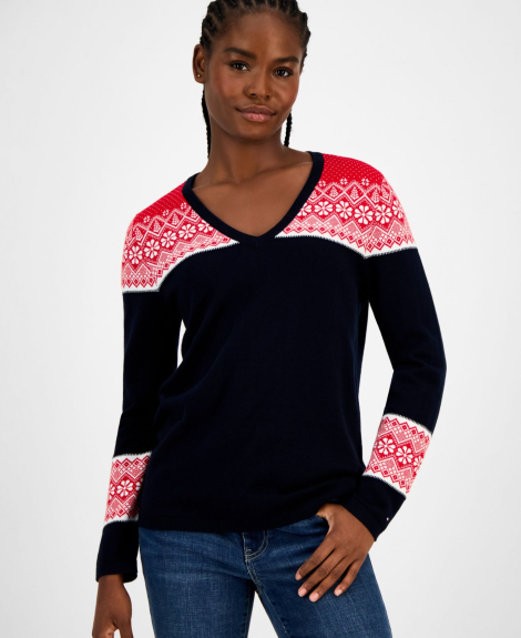 Женский свитер Tommy Hilfiger с узором 1159862898 (Синий XS)