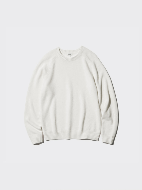 Вязаный свитер UNIQLO из шерсти 1159863014 (Молочный XXL)