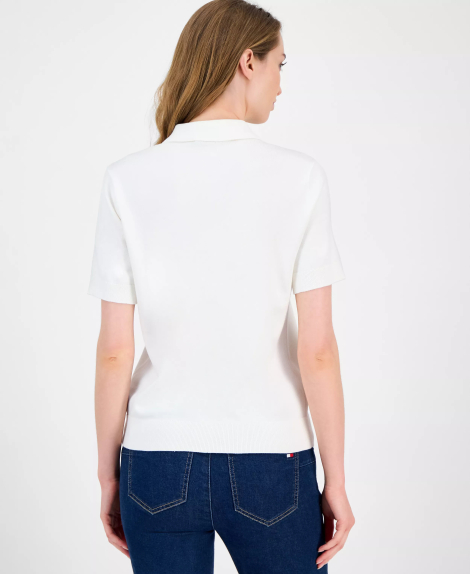 Женский свитер-поло Tommy Hilfiger с коротким рукавом 1159863110 (Молочный XS)