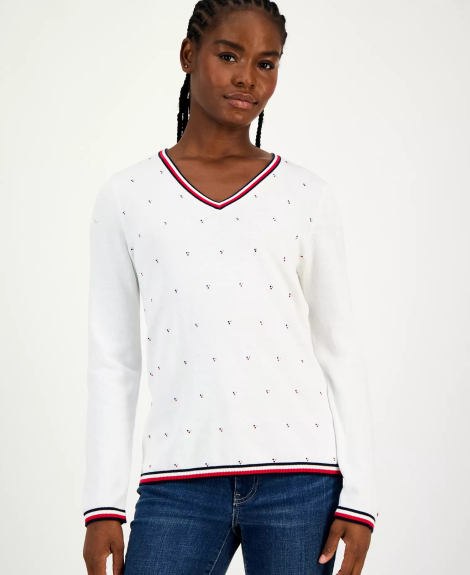 Женский свитер Tommy Hilfiger со стразами 1159863285 (Белый XL)