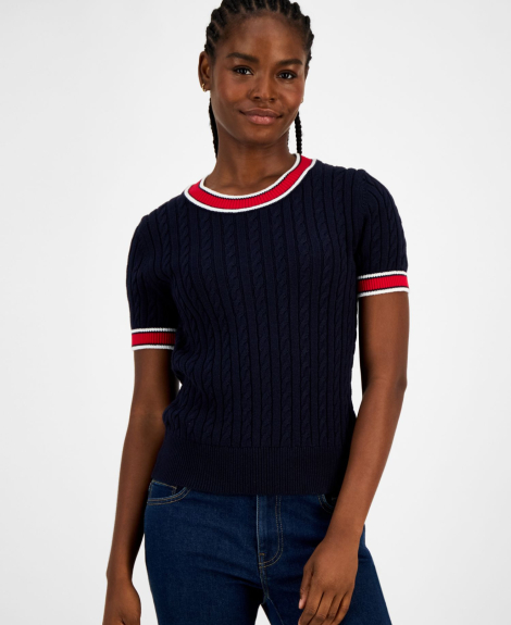 Жіночий светр Tommy Hilfiger з коротким рукавом 1159863332 (Синій XS)