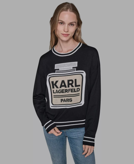 Женский свитер Karl Lagerfeld Paris с узором 1159863406 (Черный L)