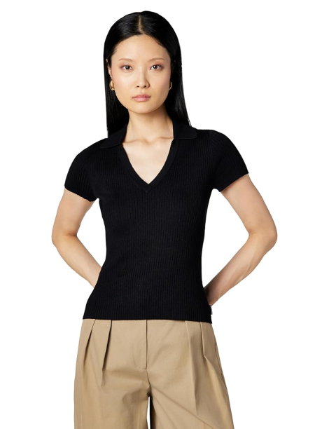 Женский свитер-поло DKNY с коротким рукавом 1159863448 (Черный M)