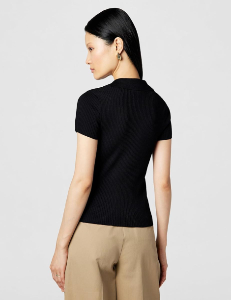 Женский свитер-поло DKNY с коротким рукавом 1159863448 (Черный M)