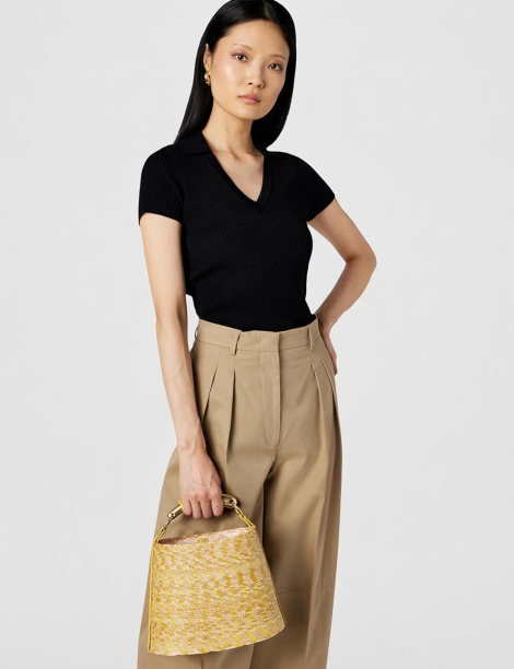 Женский свитер-поло DKNY с коротким рукавом 1159863448 (Черный M)