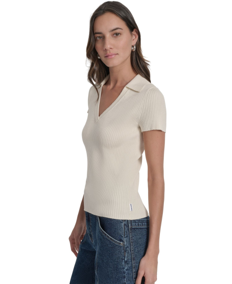 Женский свитер-поло DKNY с коротким рукавом 1159863450 (Молочный M)