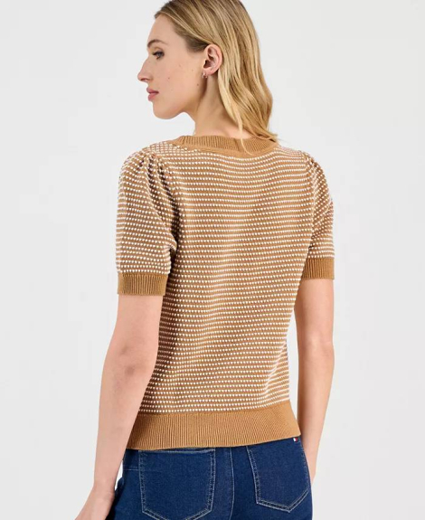 Женский вязаный свитер Tommy Hilfiger с коротким рукавом 1159863512 (Коричневый M)