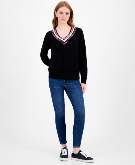Жіночий светр Tommy Hilfiger із текстурним вирізом 1159863531 (Чорний S)