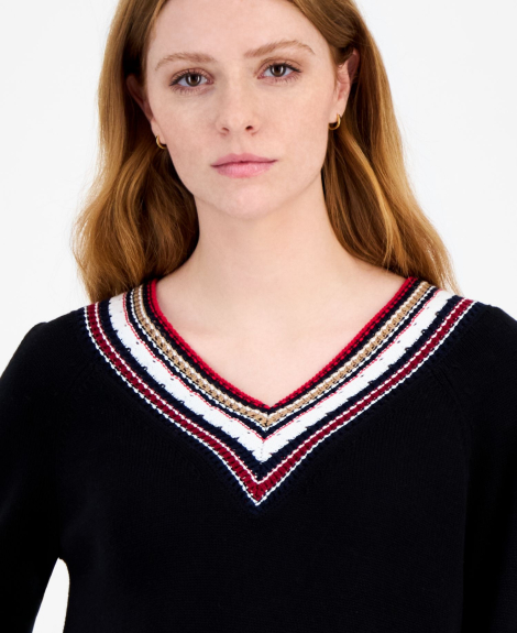 Жіночий светр Tommy Hilfiger із текстурним вирізом 1159863531 (Чорний S)