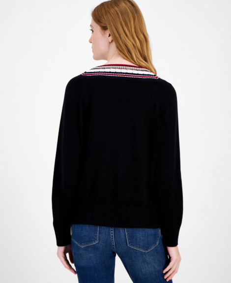 Жіночий светр Tommy Hilfiger із текстурним вирізом 1159863531 (Чорний S)