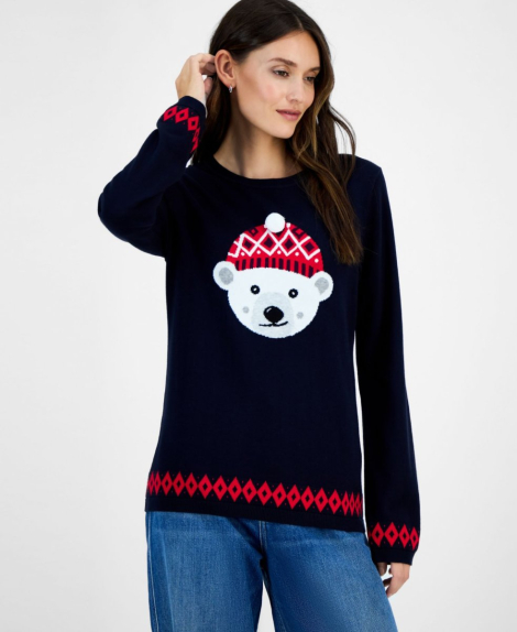Женский свитер Tommy Hilfiger с рисунком 1159863997 (Синий S)