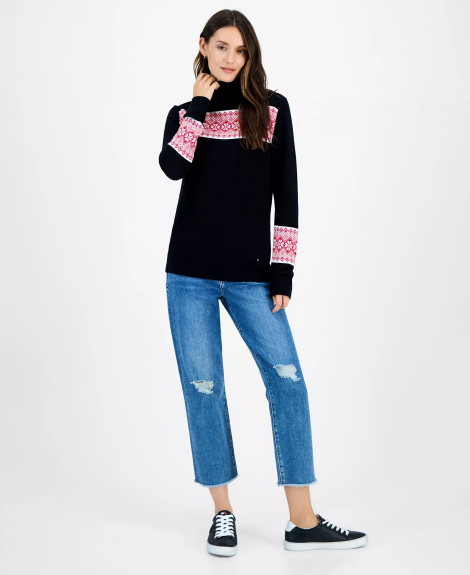 Женский свитер Tommy Hilfiger с воротником 1159864006 (Черный L)