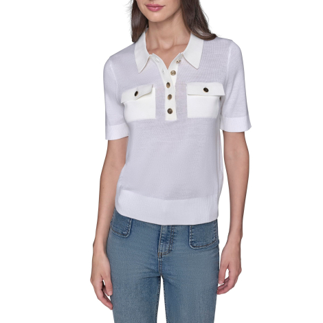 Женский свитер Karl Lagerfeld Paris с короткими рукавами 1159864270 (Молочный XL)