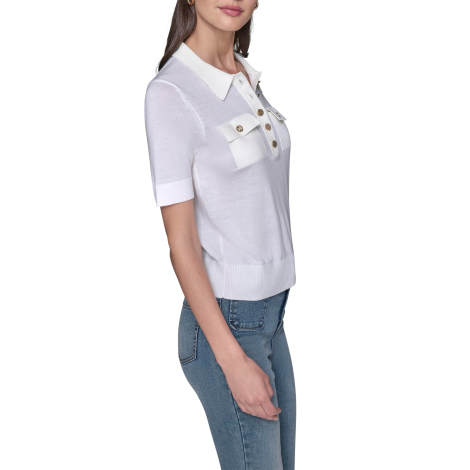 Женский свитер Karl Lagerfeld Paris с короткими рукавами 1159864270 (Молочный XL)