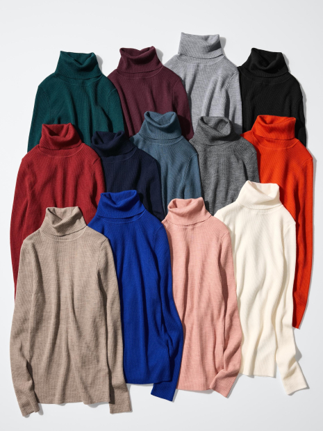 Женский свитер с высоким воротником UNIQLO из мериносовой шерсти 1159864337 (Молочный L)