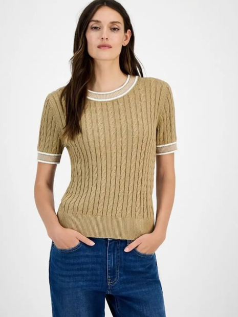 Женский свитер Tommy Hilfiger с коротким рукавом 1159864413 (Коричневый S)